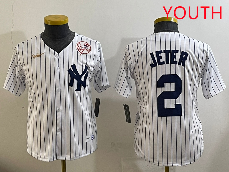 Youth New York Yankees #2 Jeter White 2025 Nike MLB jersey style 7